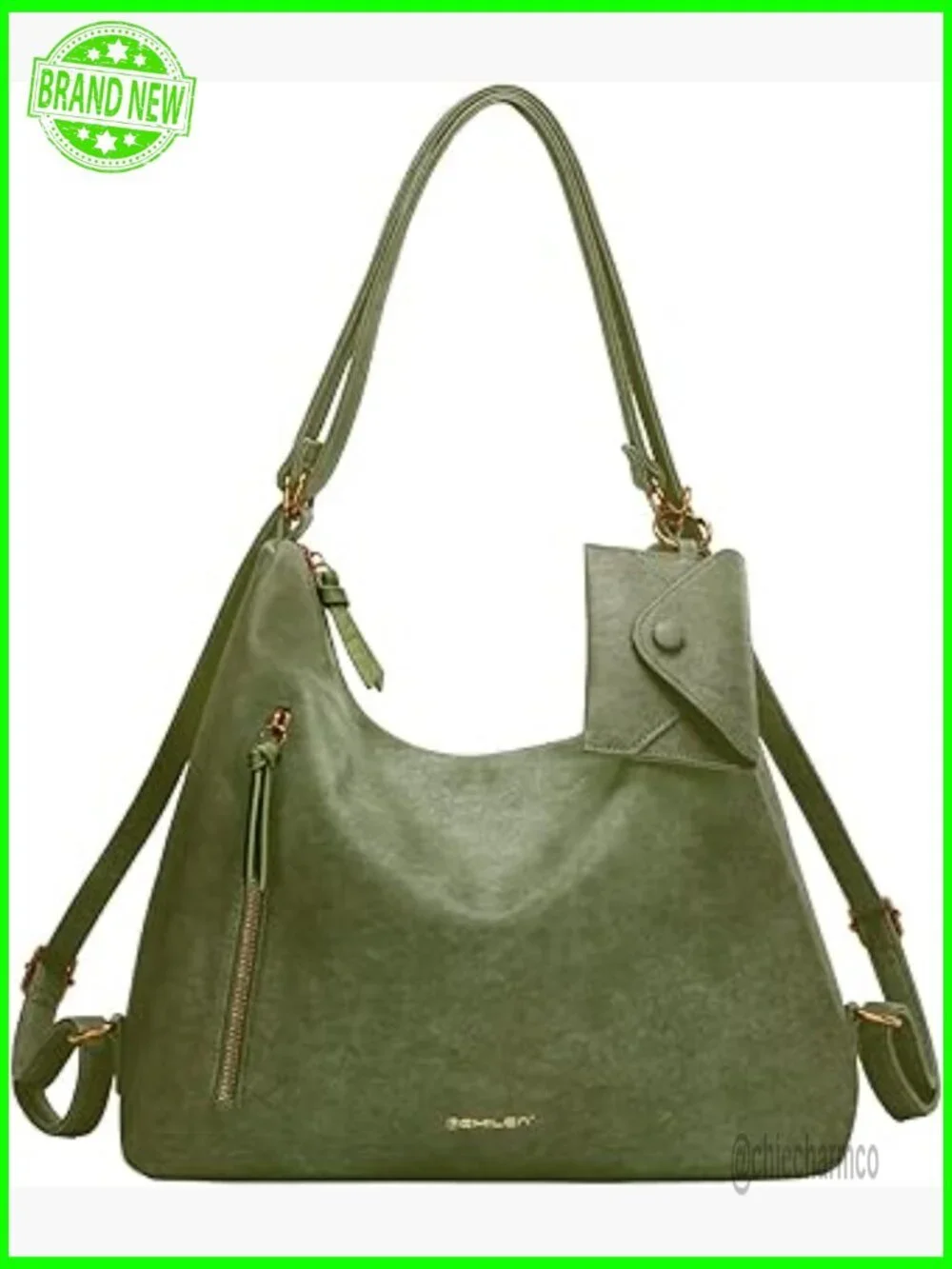 Large Faux Leather Hobo Bag Adjustable Strap Zipper Closure Tote Shoulder